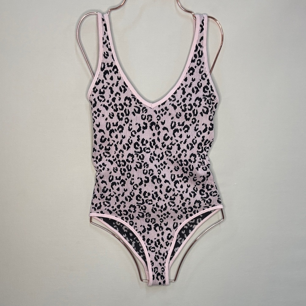 Aura Black and White Leopard Ribbed Bodysuit